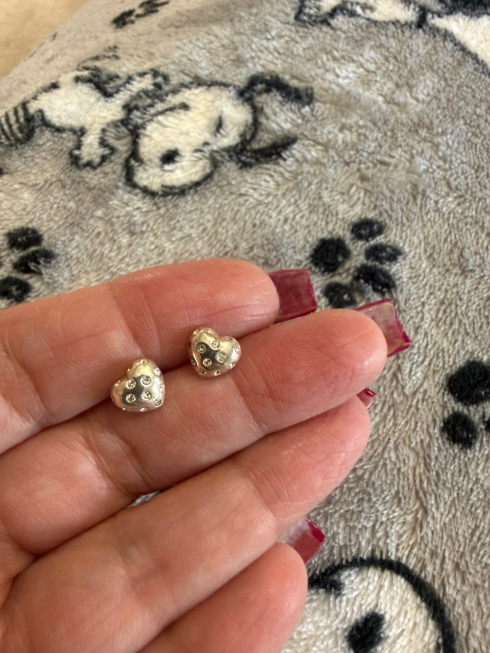 COACH Sterling Silver Heart Logo Stud Earrings